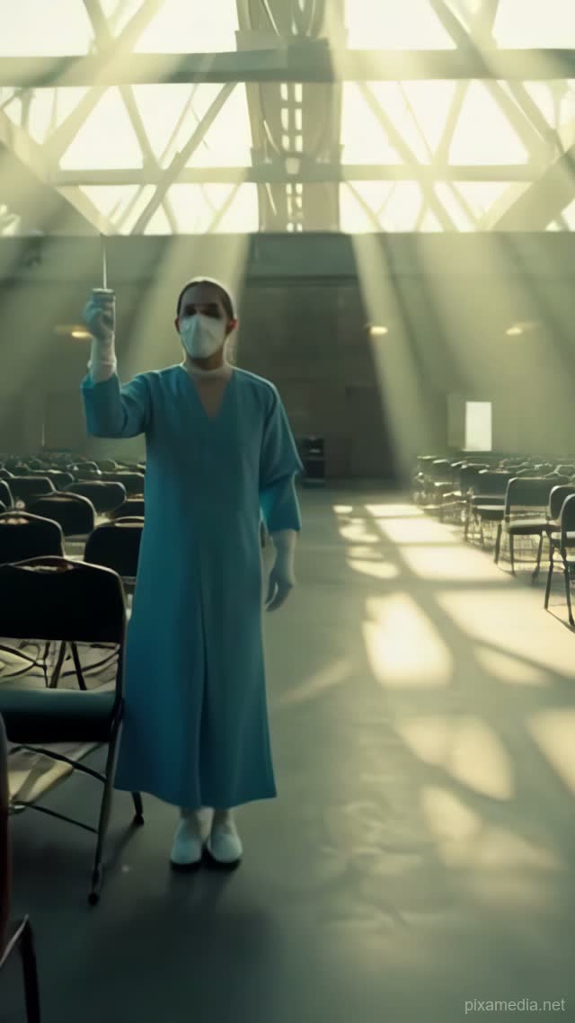 Syringe Held Above Empty Chairs - Medical & Health AI stock